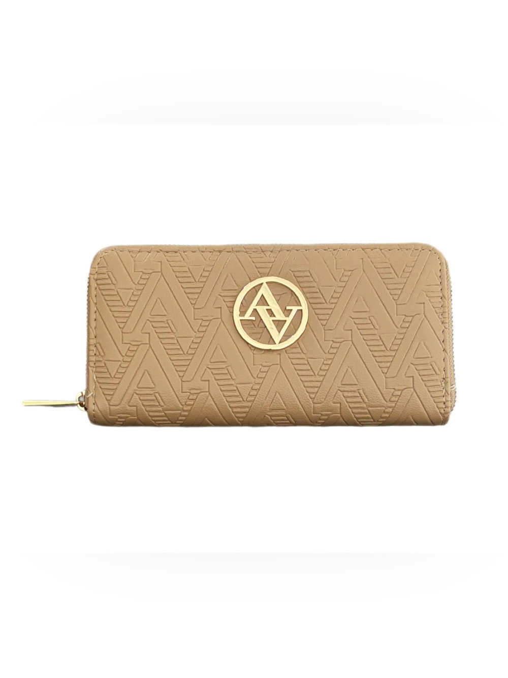 NWOT Adrienne Vittadini Embossed Zip-Around Wallet - Tan/Taupe (Never Used)